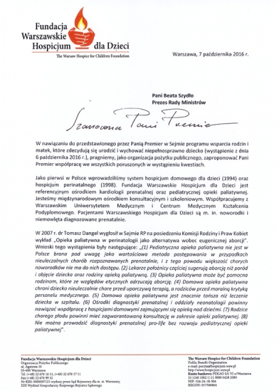 List do Pani Premier Beaty Szydło - zdjęcie nr 1